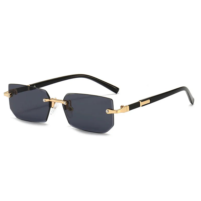 Small Rectangle Rimless Shades – Trendy Summer Unisex Sunglasses