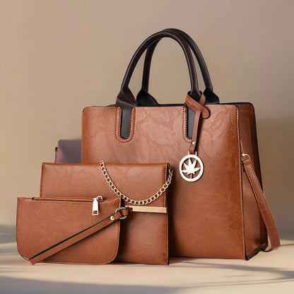 All-in-One Women Bag Set – Stylish 3PCS Tote & Shoulder Bag Collection