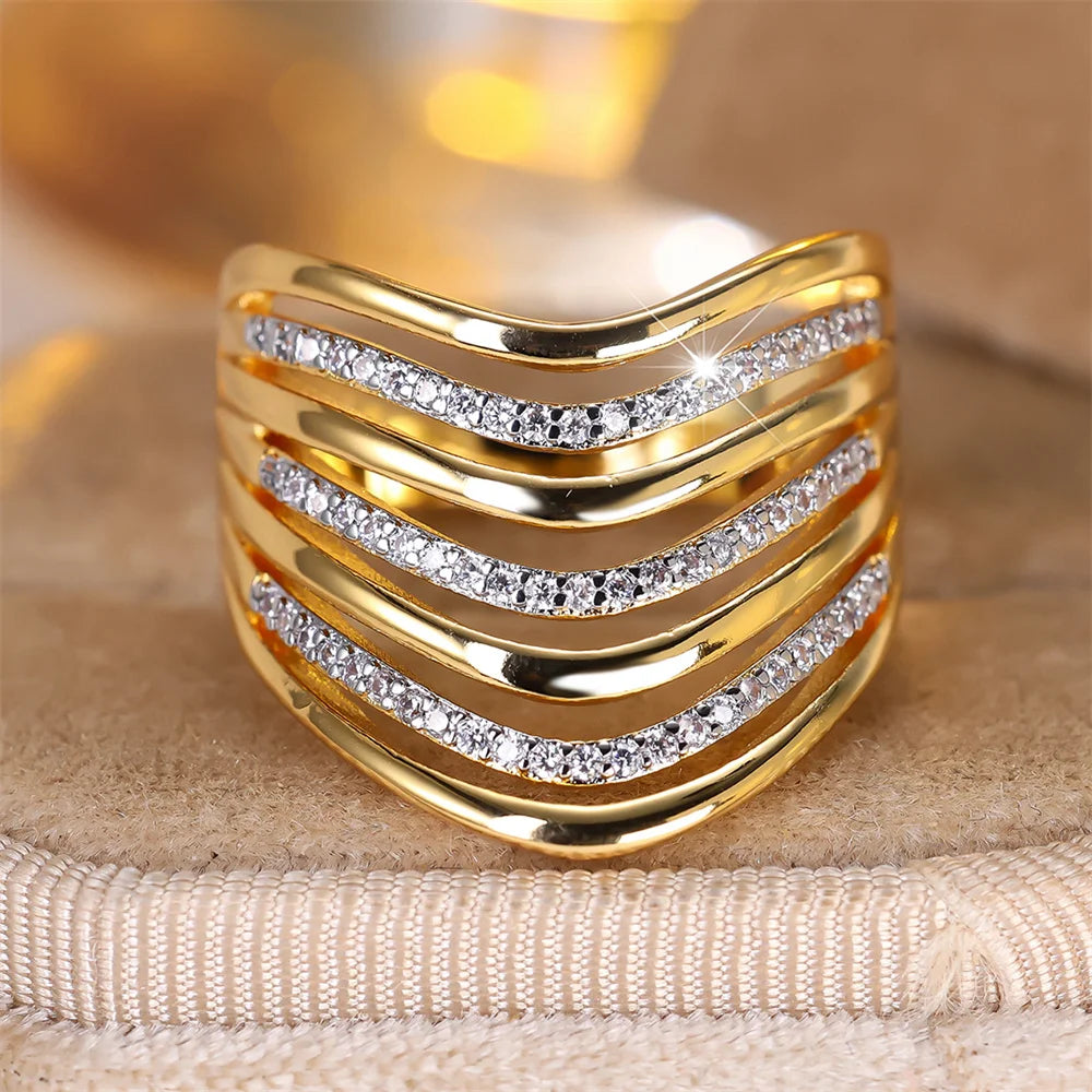 Luxury-Inspired Multilayer Zircon Ring – Elegant Women’s Wedding & Engagement Accessory