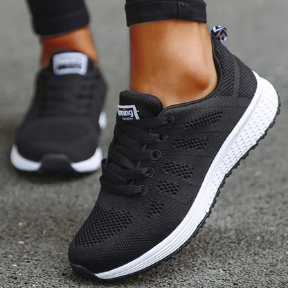 Women’s Lace-Up Casual Flats Sneakers – Soft Lightweight Everyday Shoes
