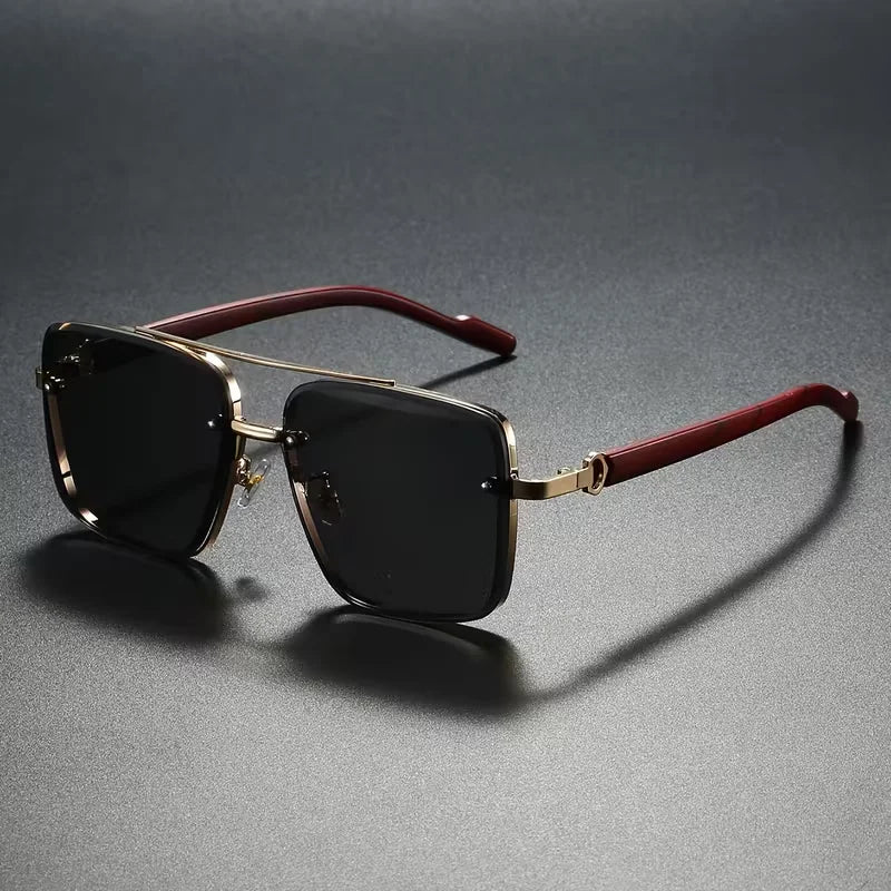 Fashion Square Metal Sunglasses – Pilot Style Double Bridge Sun Glasses