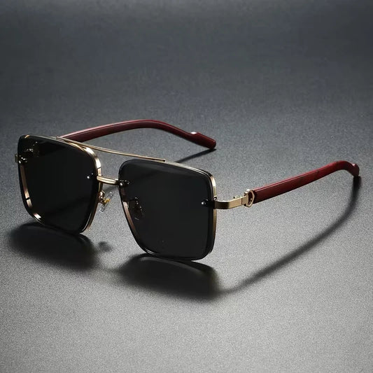 Fashion Square Metal Sunglasses – Pilot Style Double Bridge Sun Glasses