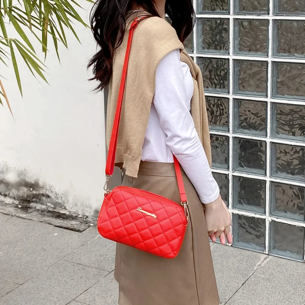Elegant Plaid Stitch Shoulder Bag – Small Tassel Crossbody for Women