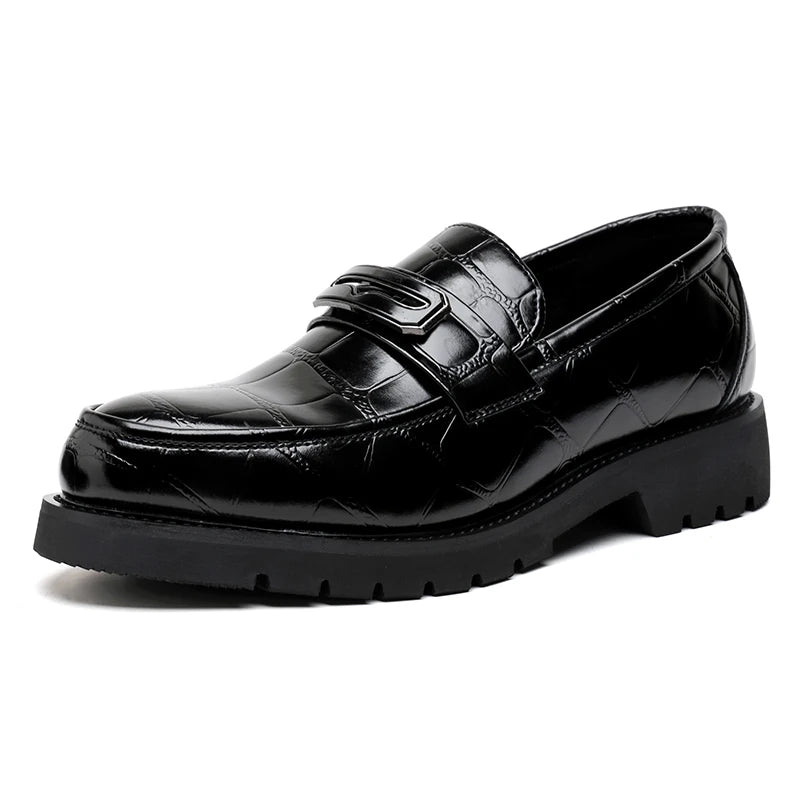 Minimalist Thick Sole Leather Shoes for Men – Height Boost Casual Style