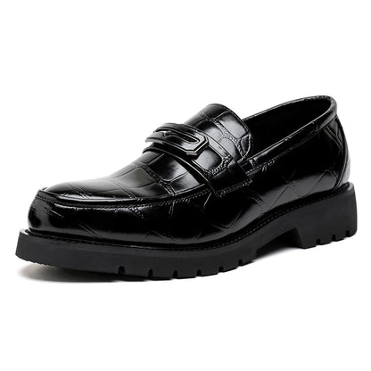 Minimalist Thick Sole Leather Shoes for Men – Height Boost Casual Style