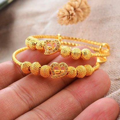 Traditional Style Kids Bracelets – 18K Gold Color Baby Bangles Set