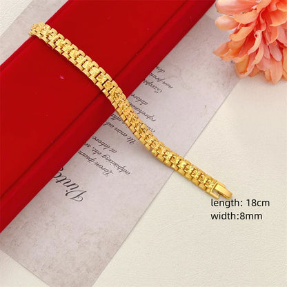 Elegant Crown & Heart Charm Bracelet – Gold Stainless Steel Wide Chain Wristwear