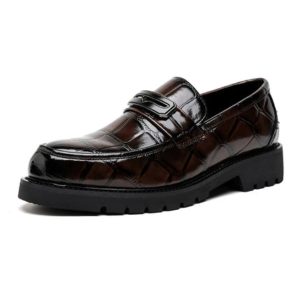 Minimalist Thick Sole Leather Shoes for Men – Height Boost Casual Style