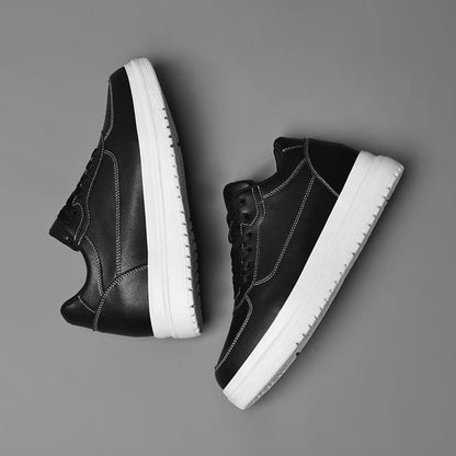 Clean Style Men’s Leather Sneakers –  Casual Athletic Shoes