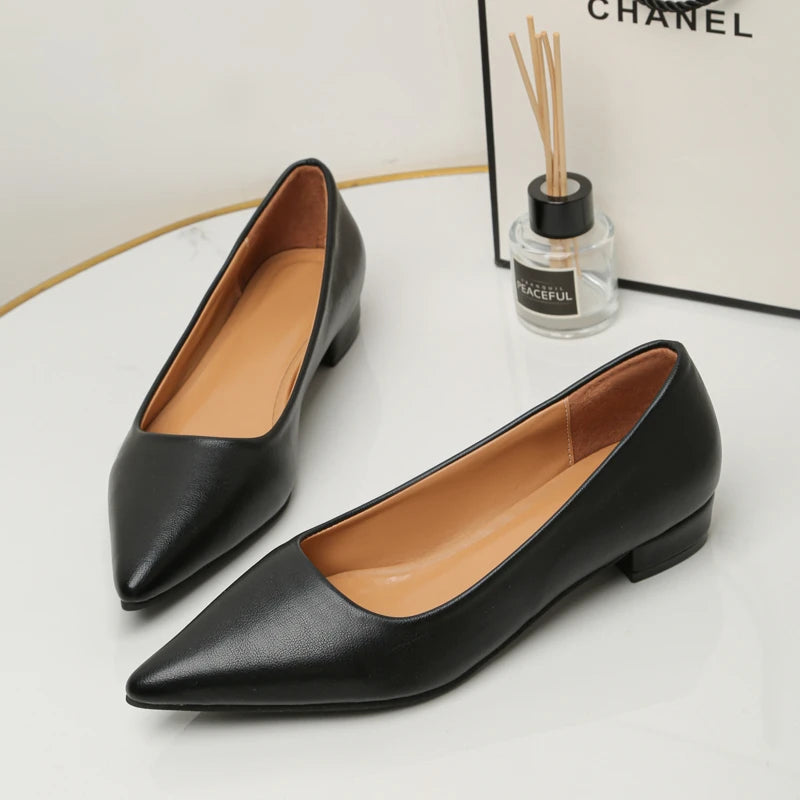 ELEGANT POINTED TOE SQUARE HEEL PUMPS