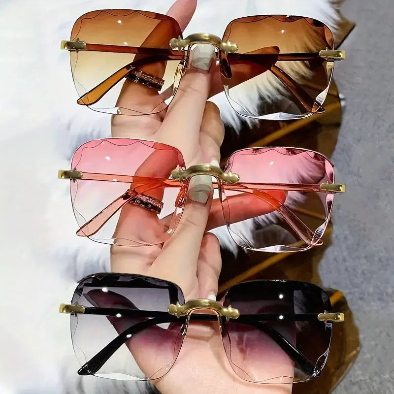 Luxury Unisex Rimless Sun Glasses – 3PCS Fashion UV Protection Shades