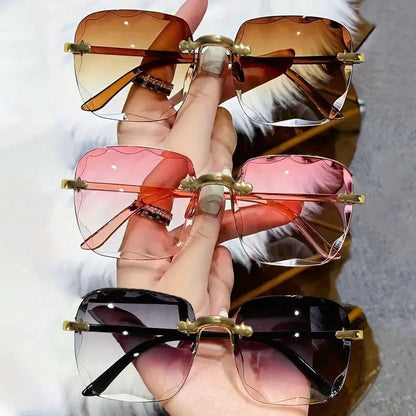 Luxury Unisex Rimless Sun Glasses – 3PCS Fashion UV Protection Shades