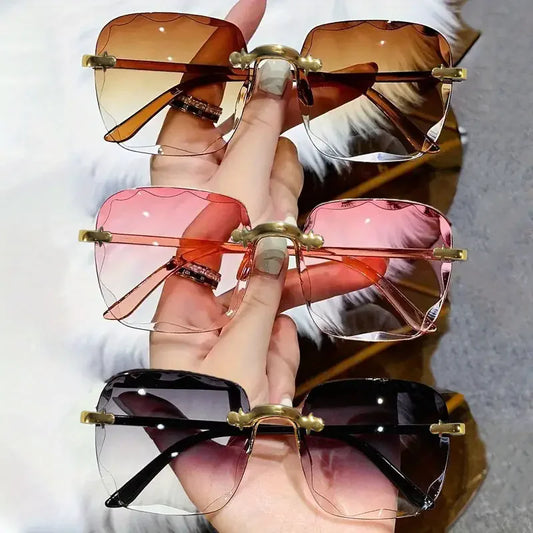 Luxury Unisex Rimless Sun Glasses – 3PCS Fashion UV Protection Shades