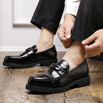 Minimalist Thick Sole Leather Shoes for Men – Height Boost Casual Style
