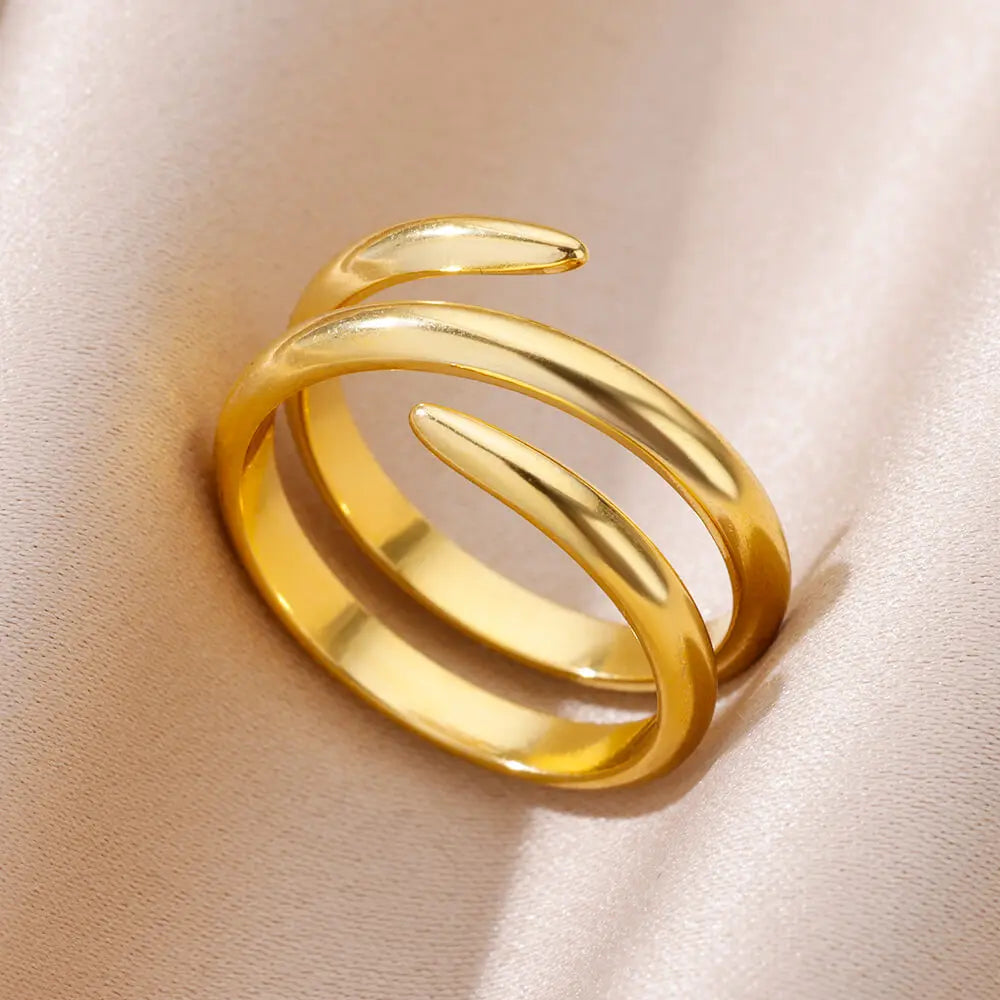 Classic Wedding Couple Rings – Gold Tone Stainless Steel Band Set