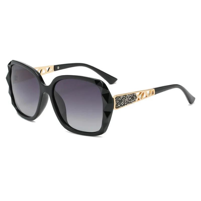 Elegant UV Protection Sunglasses with Sparkling Diamond-Inspired Finish