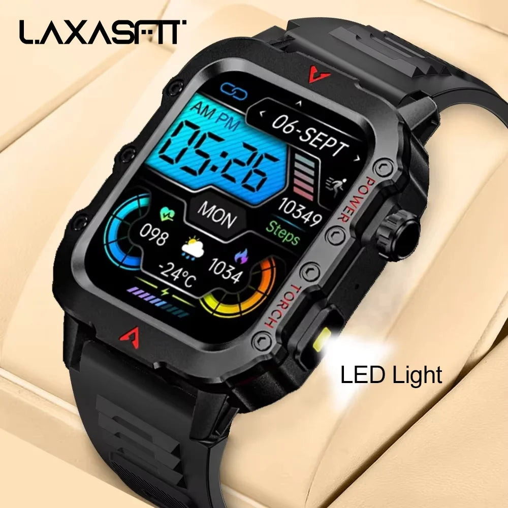 Outdoor Sports Smart Watch – LED Flashlight & Health Monitoring