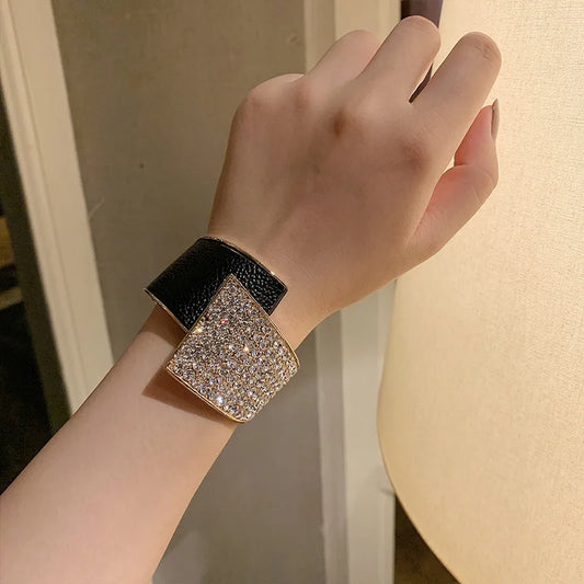 Luxury Diamond-Inspired Elastic Bracelet – Women Rose Gold Zircon Fashion Bangle