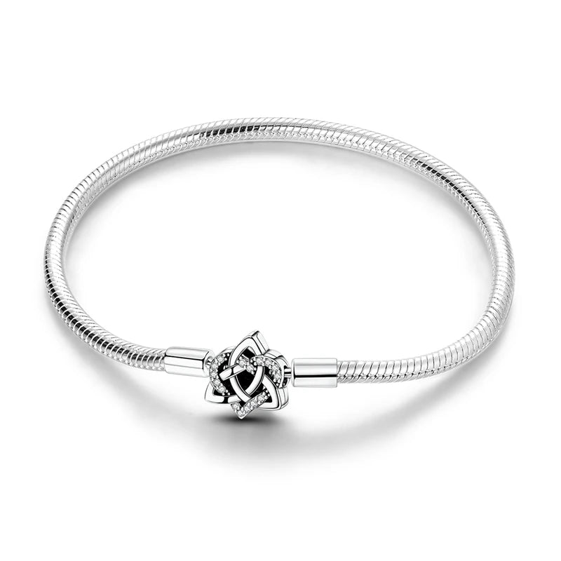 Elegant Heart Charm Bracelet – 925 Silver DIY Beads Jewelry