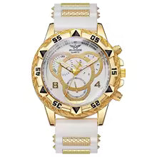 Minimal Analog Quartz Wrist Watch with Silicone Strap for Men